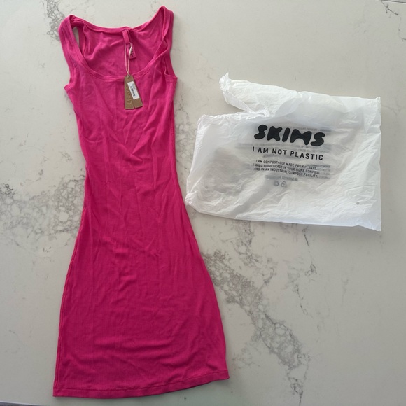 SKIMS Dresses Skims Xs Lounge Mini Dress Hot Pink Poshmark